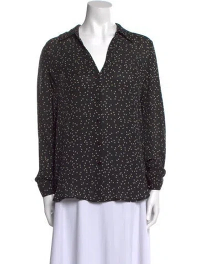 Pre-owned L'agence Silk Polka Dot Print Blouse In Black