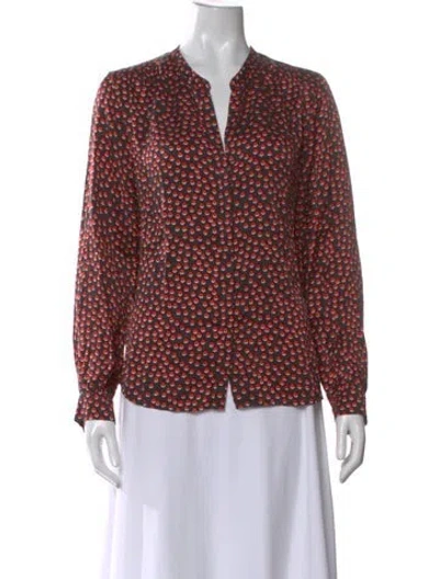 Pre-owned L'agence Silk Polka Dot Print Blouse In Black