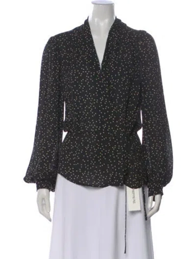 Pre-owned L'agence Silk Polka Dot Print Blouse In Black