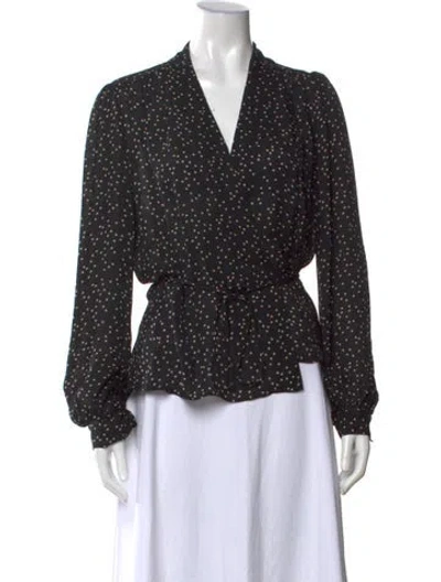 Pre-owned L'agence Silk Polka Dot Print Blouse In Black