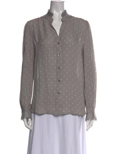 Pre-owned L'agence Silk Polka Dot Print Blouse In Gray