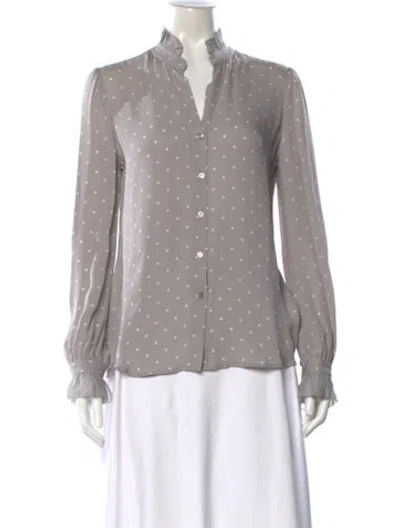 Pre-owned L'agence Silk Polka Dot Print Blouse In Gray