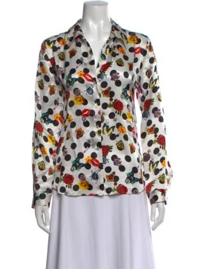 Pre-owned L'agence Silk Polka Dot Print Blouse In Multi