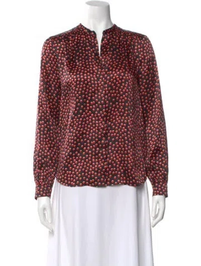 Pre-owned L'agence Silk Polka Dot Print Blouse In Red