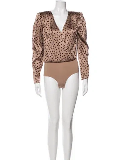 Pre-owned L'agence Silk Polka Dot Print Bodysuit In Neutral