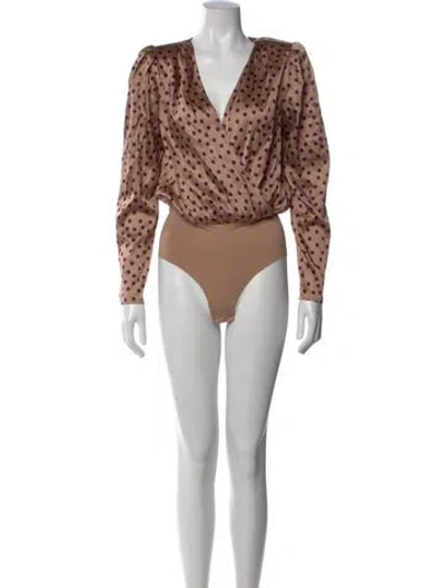 Pre-owned L'agence Silk Polka Dot Print Bodysuit In Pink