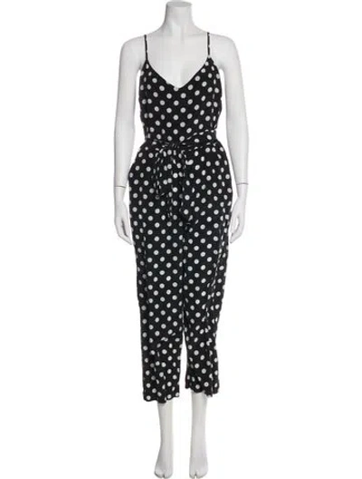 Pre-owned L'agence Silk Polka Dot Print Jumpsuit In Black