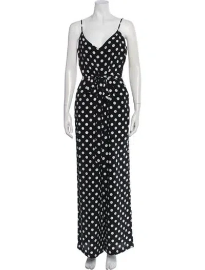 Pre-owned L'agence Silk Polka Dot Print Jumpsuit In Black/white