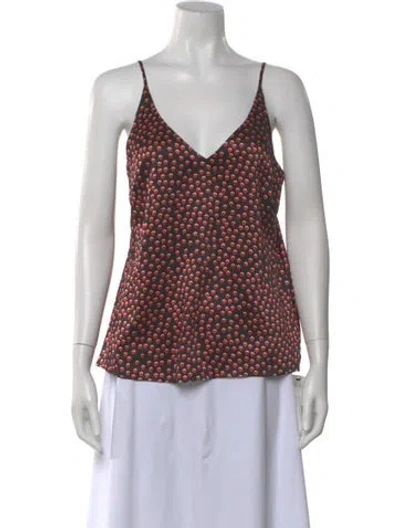Pre-owned L'agence Silk Polka Dot Print Top In Multi