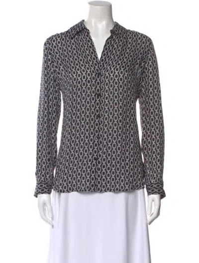 Pre-owned L'agence Silk Printed Blouse In Black