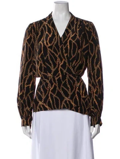Pre-owned L'agence Silk Printed Blouse In Black