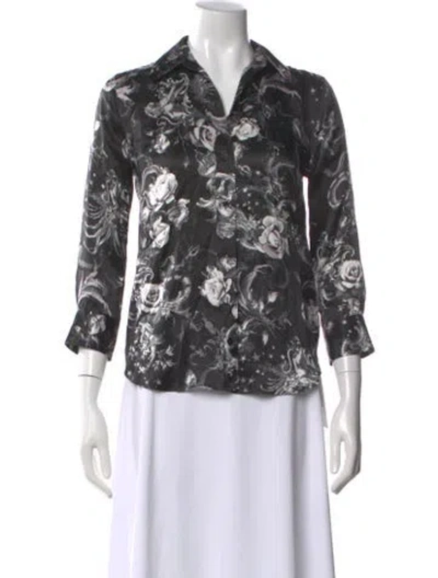 Pre-owned L'agence Silk Printed Blouse In Black