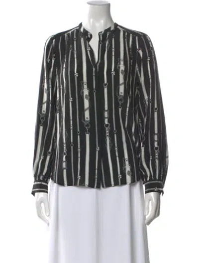 Pre-owned L'agence Silk Printed Blouse In Black