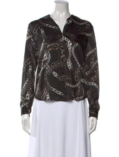 Pre-owned L'agence Silk Printed Blouse In Black