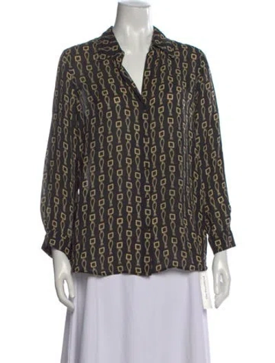 Pre-owned L'agence Silk Printed Blouse In Black