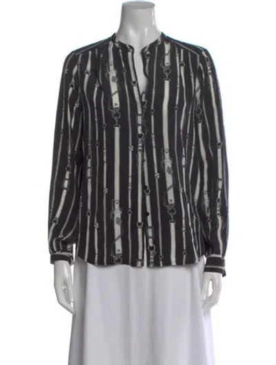 Pre-owned L'agence Silk Printed Blouse In Black