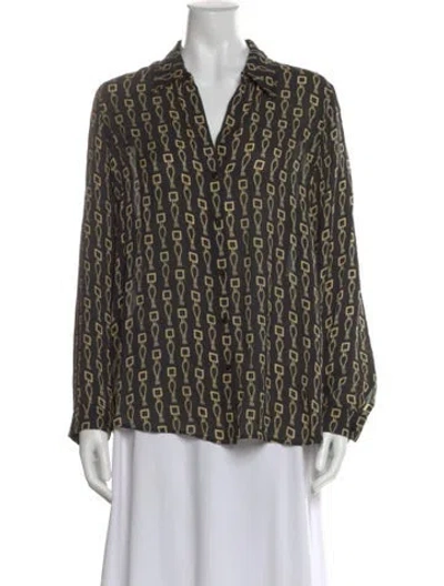 Pre-owned L'agence Silk Printed Blouse In Black