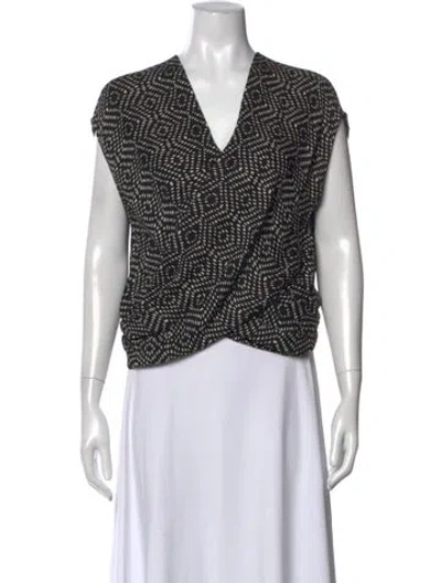 Pre-owned L'agence Silk Printed Blouse In Black