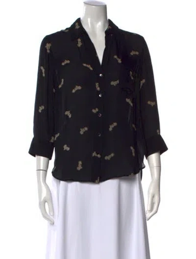 Pre-owned L'agence Silk Printed Blouse In Black
