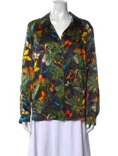 Pre-owned L'agence Silk Printed Blouse In Black