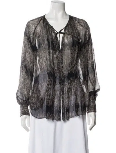 Pre-owned L'agence Silk Printed Blouse In Black