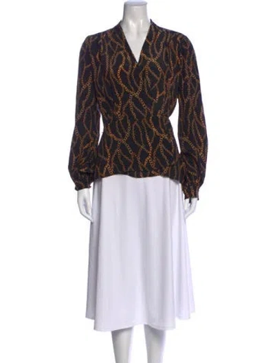 Pre-owned L'agence Silk Printed Blouse In Black