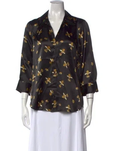 Pre-owned L'agence Silk Printed Blouse In Black