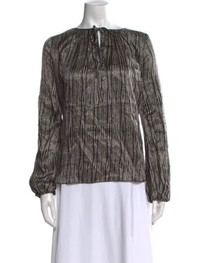 Pre-owned L'agence Silk Printed Blouse In Black