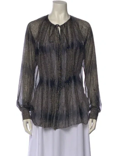 Pre-owned L'agence Silk Printed Blouse In Blue