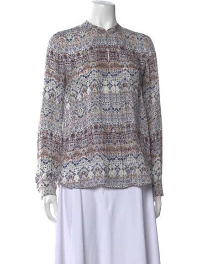 Pre-owned L'agence Silk Printed Blouse In Blue