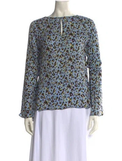 Pre-owned L'agence Silk Printed Blouse In Blue