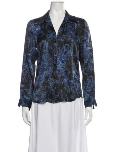 Pre-owned L'agence Silk Printed Blouse In Blue