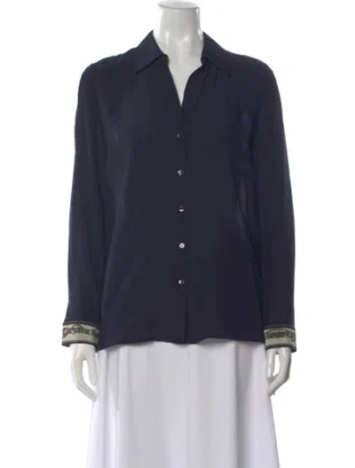 Pre-owned L'agence Silk Printed Blouse In Blue