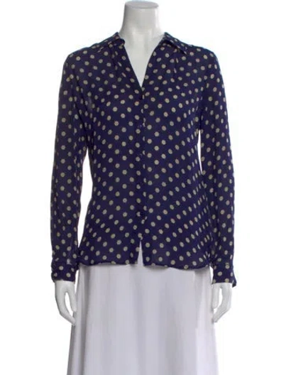 Pre-owned L'agence Silk Printed Blouse In Blue