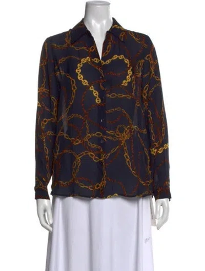 Pre-owned L'agence Silk Printed Blouse In Blue