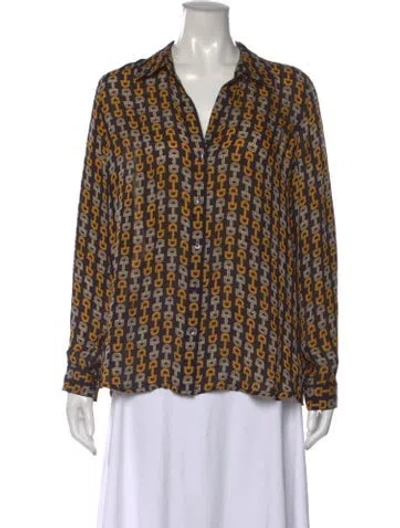 Pre-owned L'agence Silk Printed Blouse In Blue