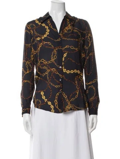 Pre-owned L'agence Silk Printed Blouse In Blue