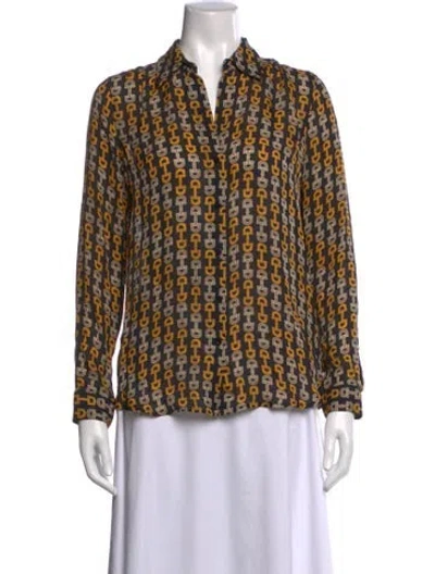 Pre-owned L'agence Silk Printed Blouse In Blue
