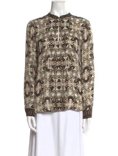 Pre-owned L'agence Silk Printed Blouse In Brown