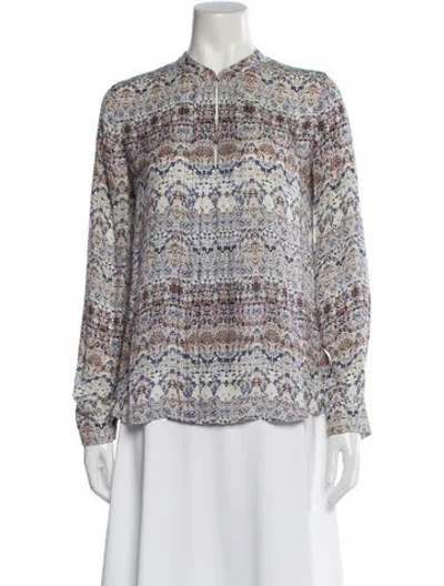 Pre-owned L'agence Silk Printed Blouse In Brown