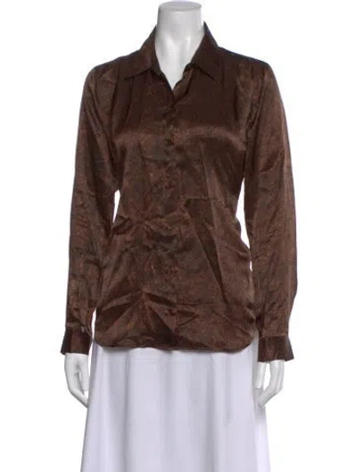 Pre-owned L'agence Silk Printed Blouse In Brown