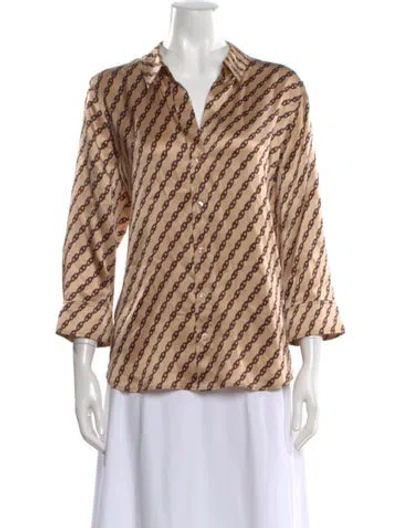 Pre-owned L'agence Silk Printed Blouse In Brown