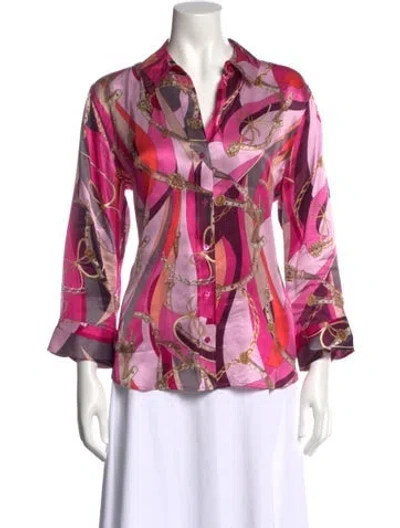 Pre-owned L'agence Silk Printed Blouse In Multi