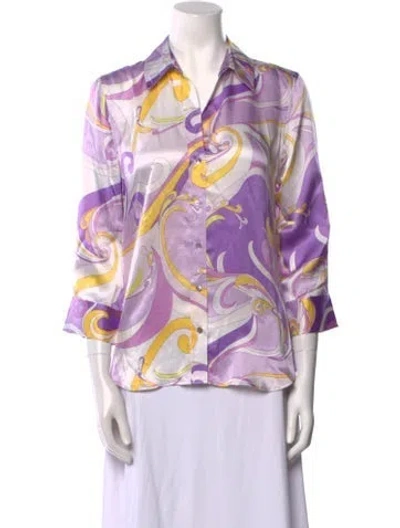 Pre-owned L'agence Silk Printed Blouse In Neutral