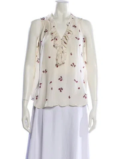 Pre-owned L'agence Silk Printed Blouse In Neutral