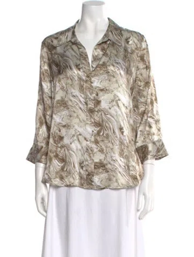 Pre-owned L'agence Silk Printed Blouse In Neutral