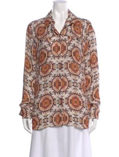 Pre-owned L'agence Silk Printed Blouse In Neutral