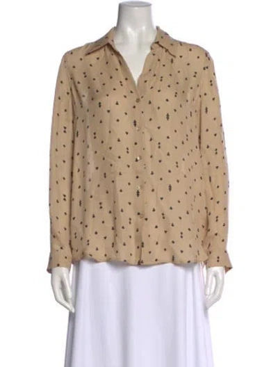 Pre-owned L'agence Silk Printed Blouse In Neutral