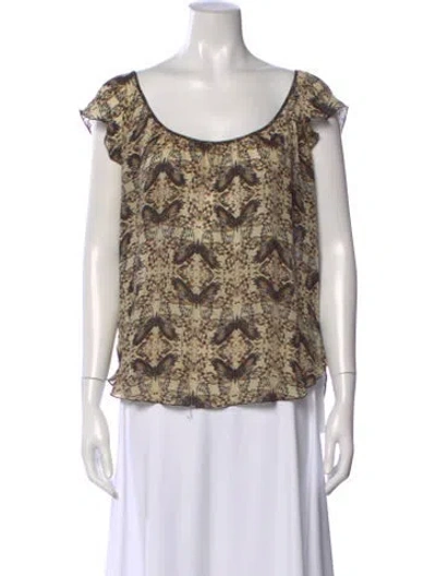 Pre-owned L'agence Silk Printed Blouse In Neutral