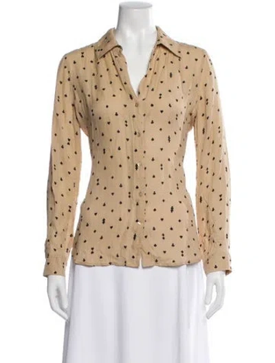 Pre-owned L'agence Silk Printed Blouse In Neutral